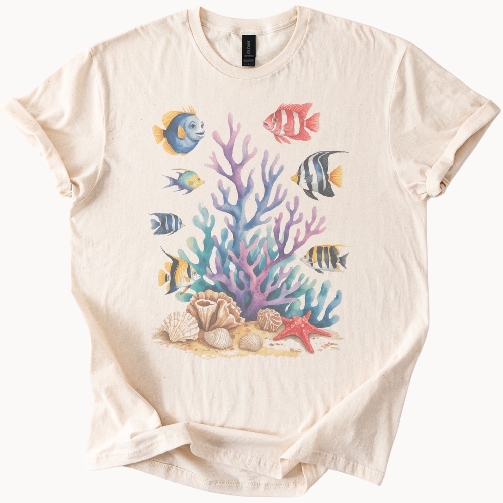 Underwater Coral Reef Graphic Tee Ocean Life Marine Design